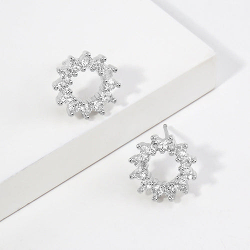 14K Gold Dipped CZ Open Circle Stud Earrings